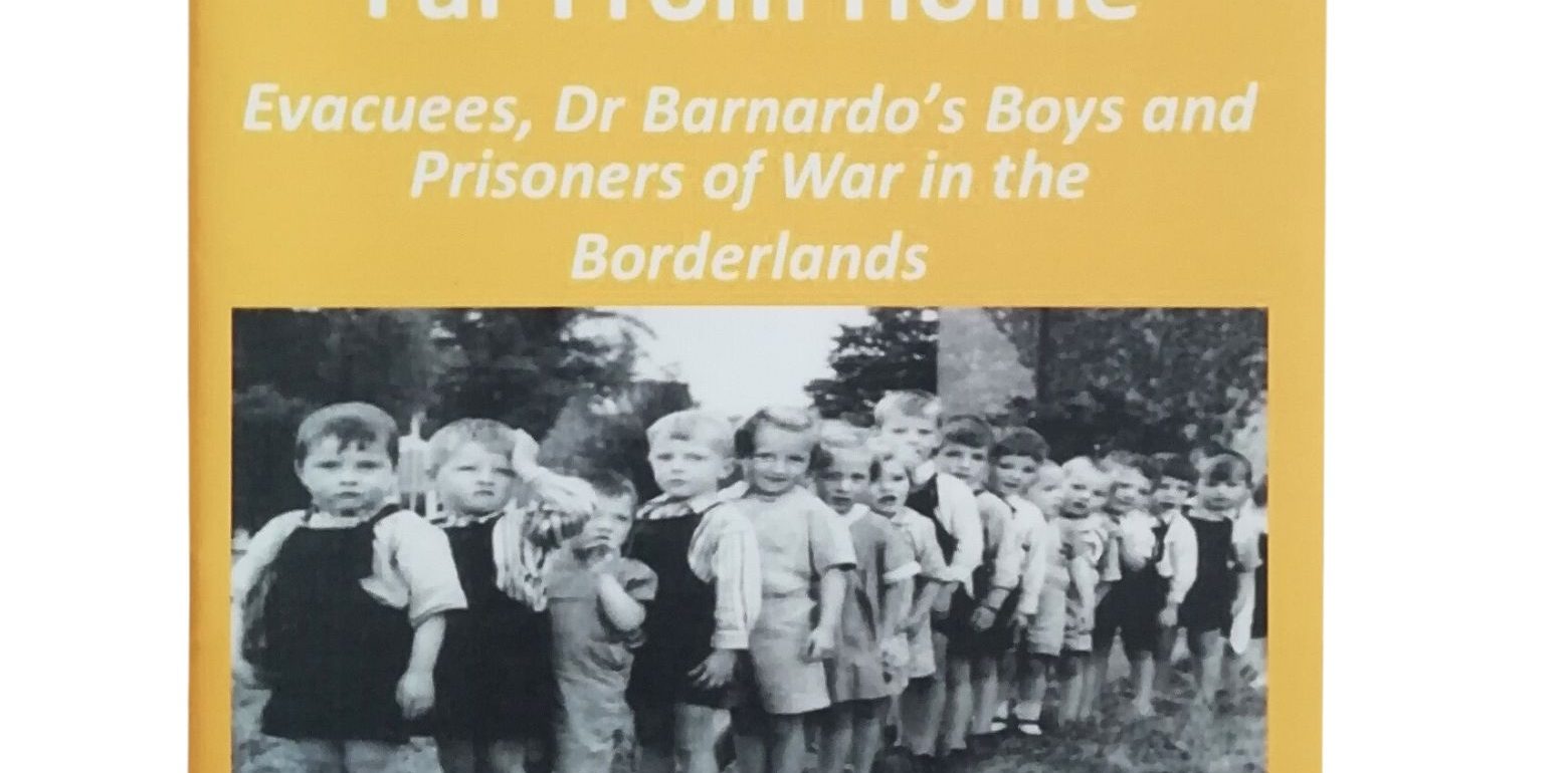The front cover of the book "Far From Home." This is includes some archive photos of evacuees. The book is by Sarah Harper.