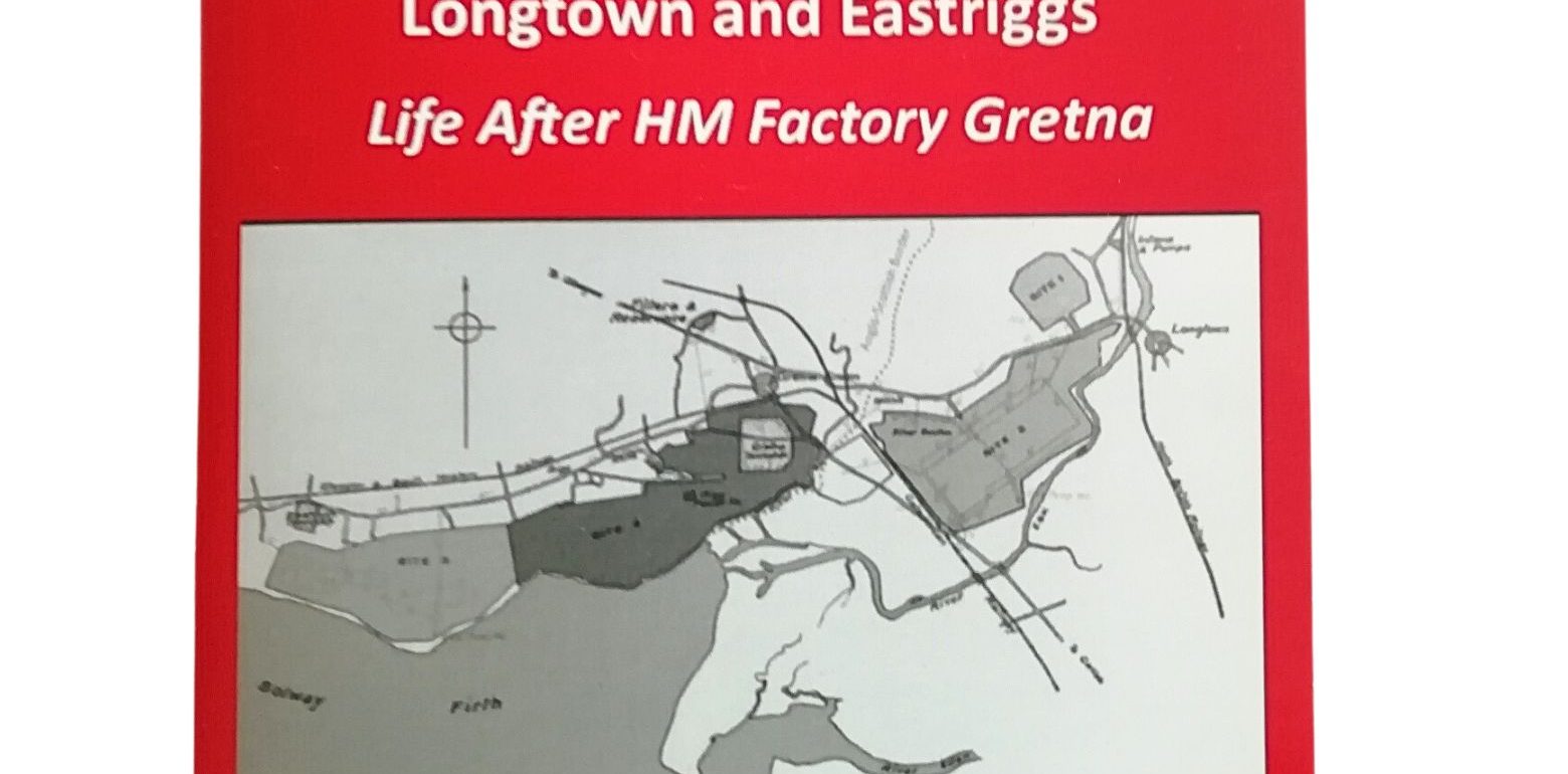 The front cover of "The Ministry of Defence Depots: Longtown and Eastriggs" book with a archive map and photos on it. This book is by Sarah Harper.