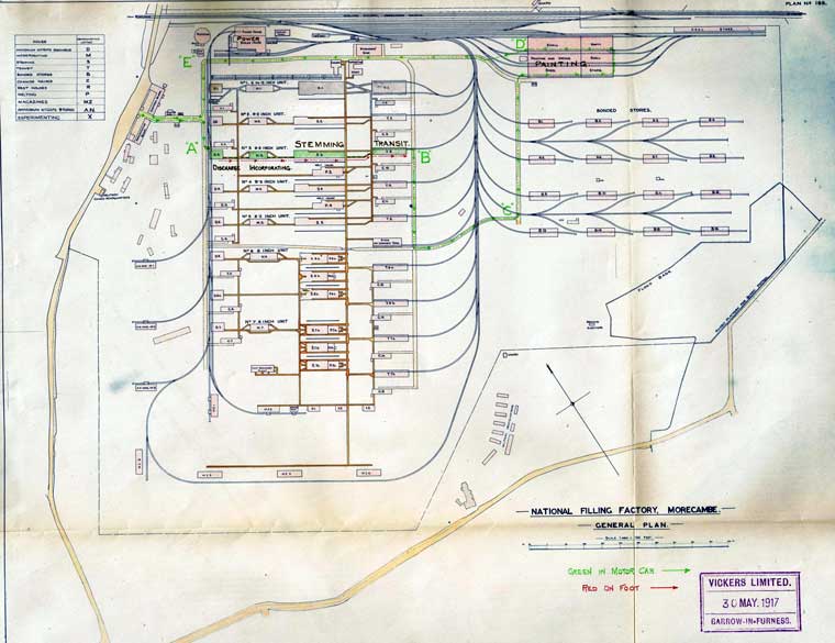 A plan of the National Filling Factory, Morecambe.