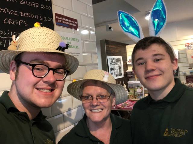 Some of the museum's team with Easter hats on.