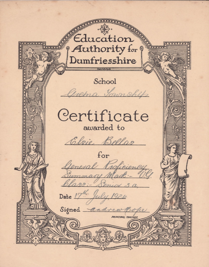 Gretna Township Education Authority certificate.