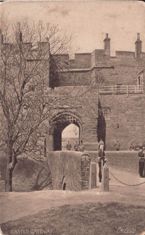 Castle Gateway in Carlisle on a postcard.