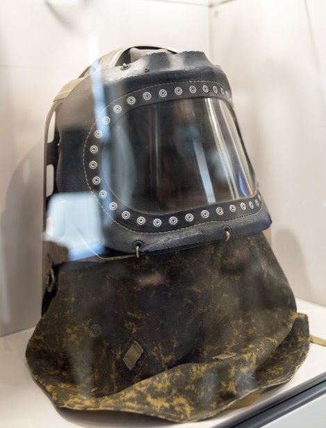 A babies gas mask on display in The Devil's Porridge Museum.