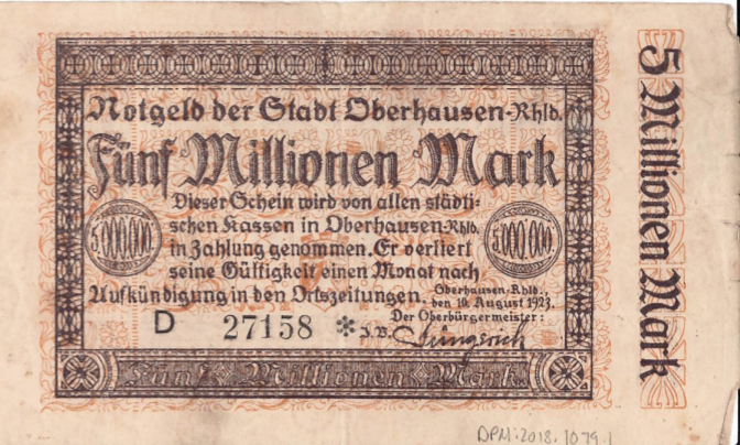 5 Million Marks banknote.