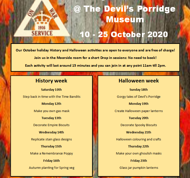 Halloween activities at The Devil's Porridge Museum in 2020.