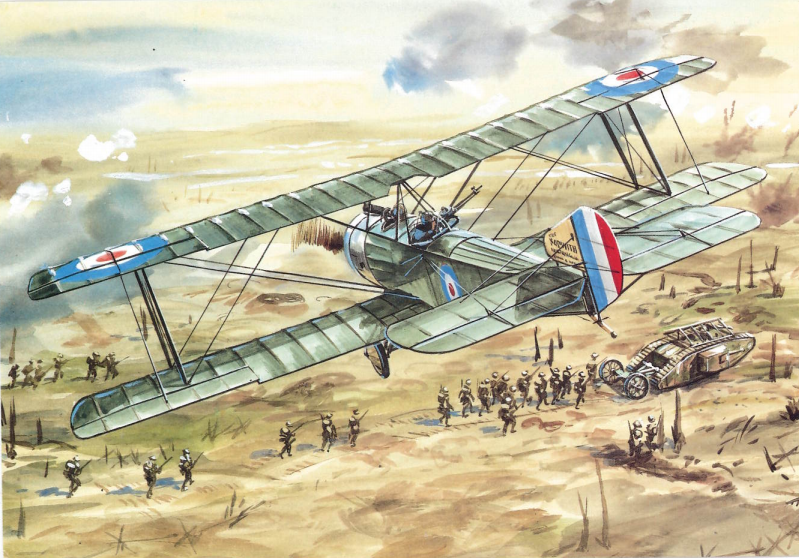 Illustration of a Sopwith Strutter plane.