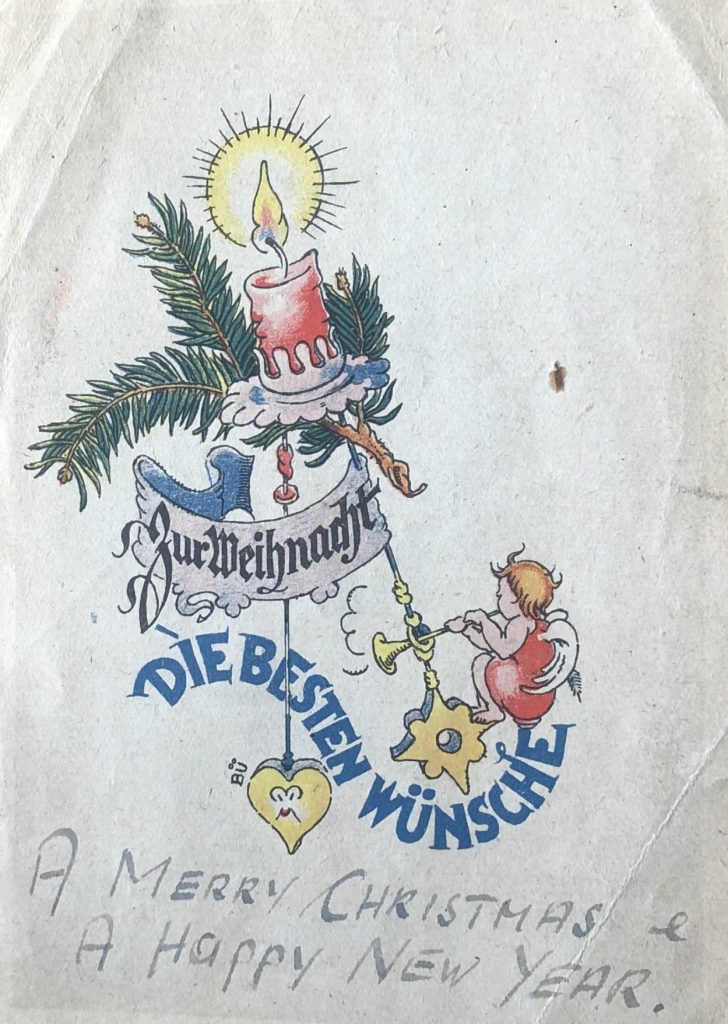 Festive POW Christmas Card with the words "a Merry Christmas & a Happy New Year."