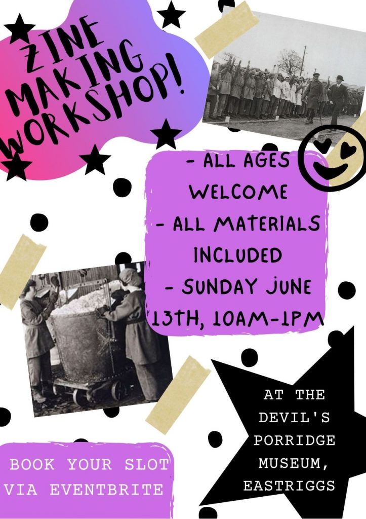 Poster for a past Zine workshop which took place in June 2021.