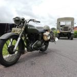 A motorcycle outside The Devil's Porridge Museum.