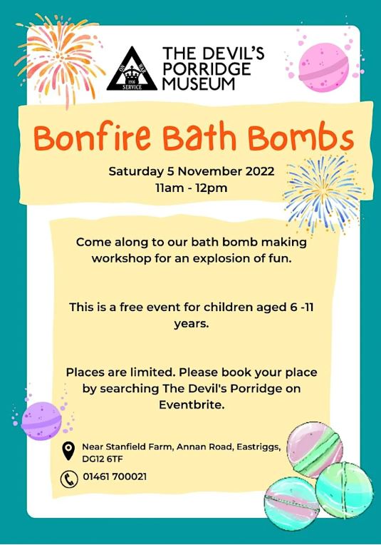 Bonfire Bath Bombs a free activity for 6 to 11 year olds, which took place on Saturday 5th November 2022, as part of the Disability: Past and Present Project.