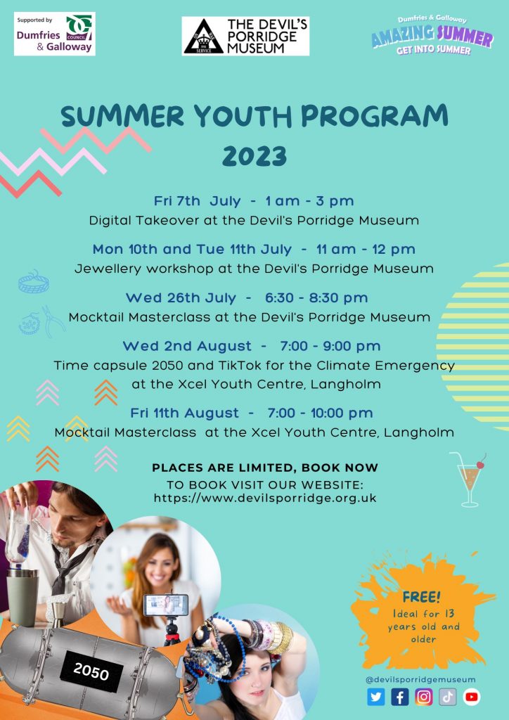 This is a poster promoting the "Summer Youth Program" from 2023. All the events on this poster have gone by.