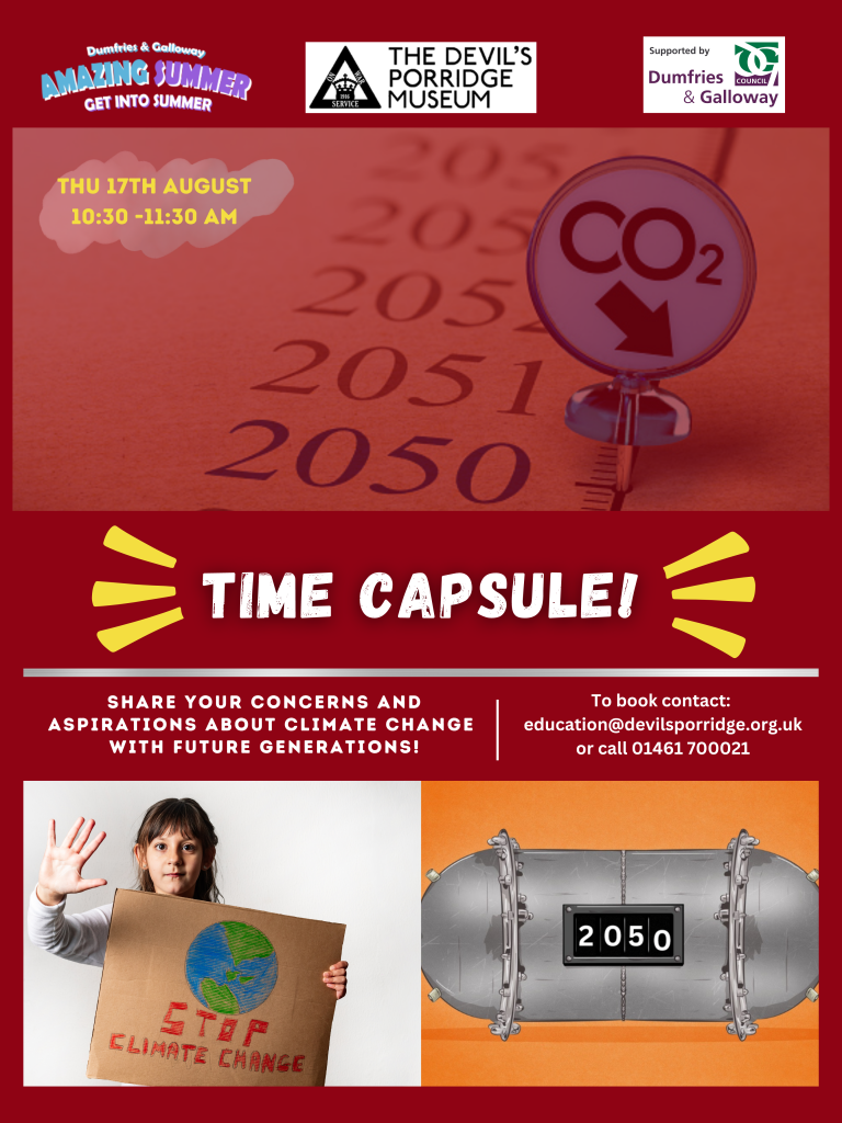 A poster for a "Time Capsule" workshop, which happened on Thursday 17th August 2023. This event has now gone past.