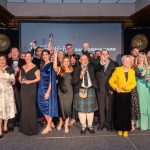 The winners of The South of Scotland Thistle Awards regional final all on stage holding their awards.