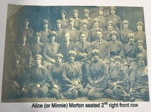 A group of munitions workers from H.M. Factory Gretna including Alice or Minnie Morton.