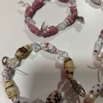 A collection of handmade bracelets.