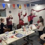 Santa visiting the Craft your Christmas workshop.