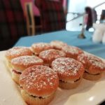 A plate of mini Victoria sponges made for Cordite Club.