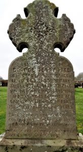 A gravestone for George Henry Pike in Rigg cemetery.