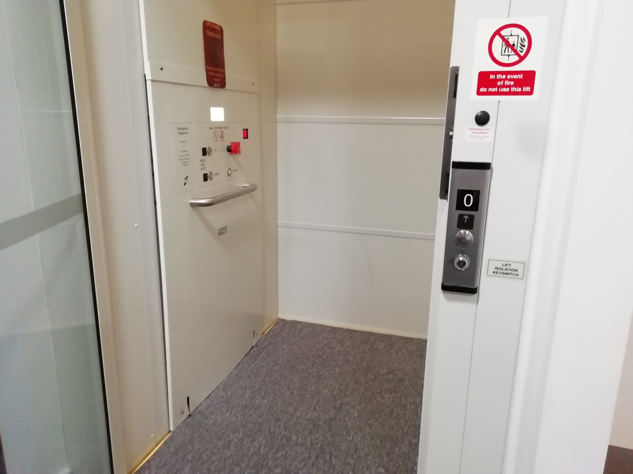 Inside The Lift to The Devil's Porridge Museum's second floor.