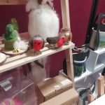 Some needle felted birds on display as part of the Scotia Crafters exhibition.