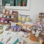 Handmade soaps arranged on a table inside The Devil's Porridge Museum. They were made by the Scotia Crafters.