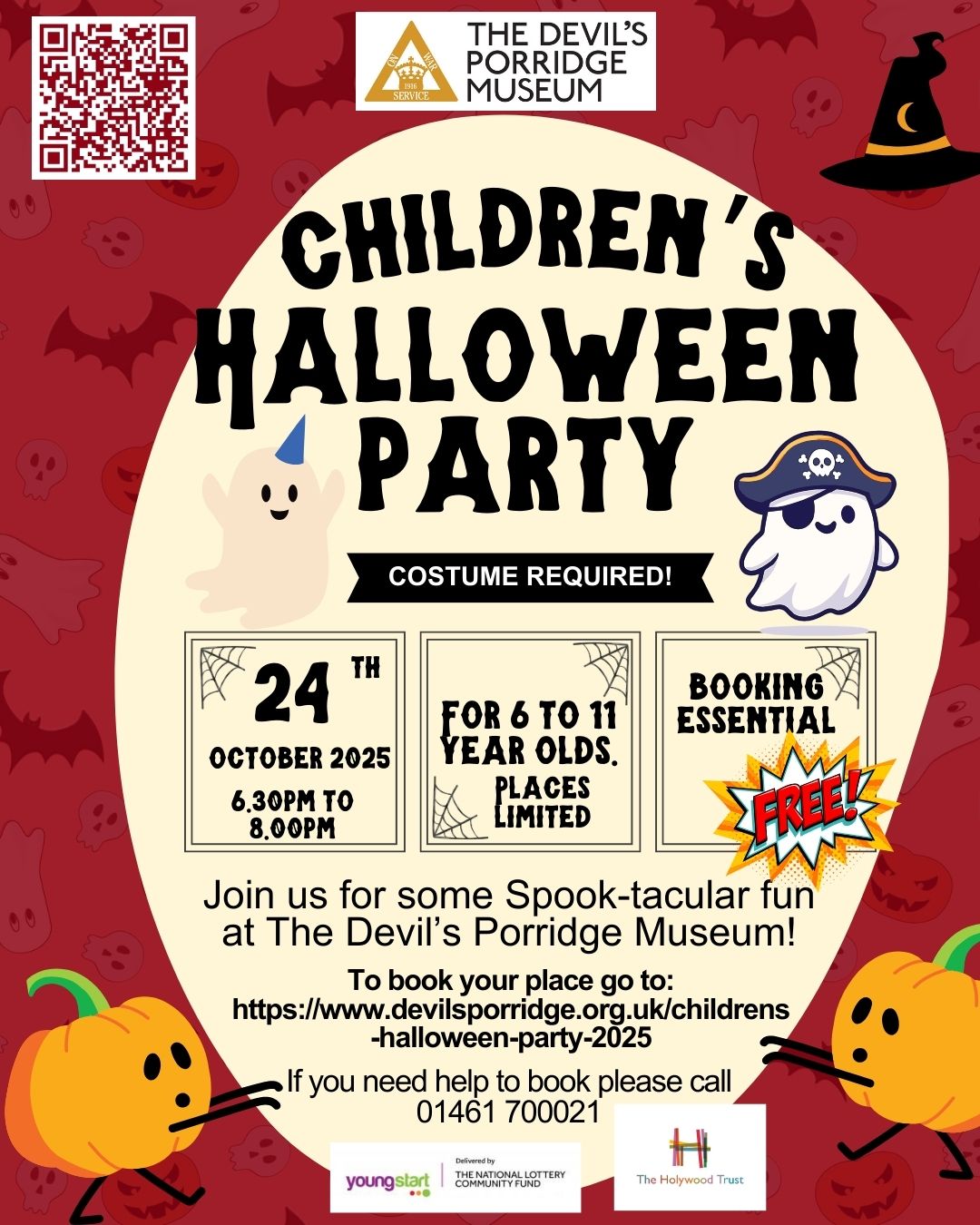 Children's Halloween Party on 24th October 2025 for 6 to 11 year olds. This activity is free, but booking is essential.